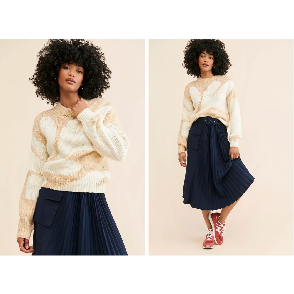 Mén Renn Farren Intarsia Anthropologie Designer Knit Sweater XS Wool Blend Boho - Picture 5 of 10